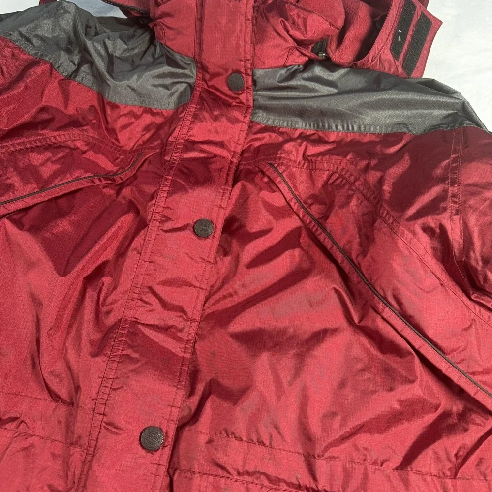 Cabela's Large Waterproof Hooded 3-in-1 Parka Jacket Red Fleece Lined Coat